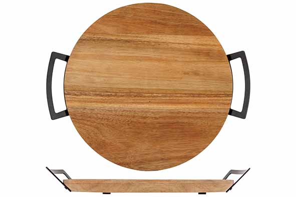 Planche ronde D30cm + poignées Acacia